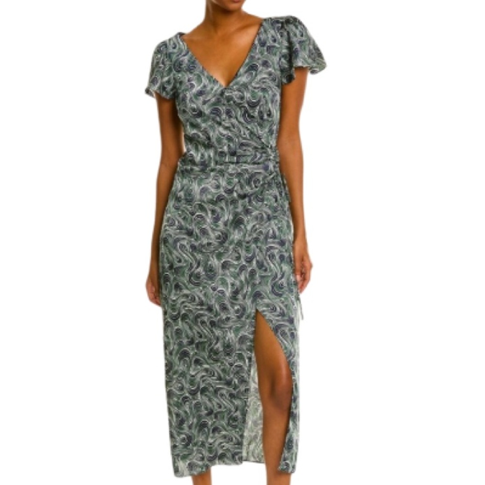NWT Cinq a Sept Kacydie Midi Dark Emerald Multicolor Dress - Sz 10